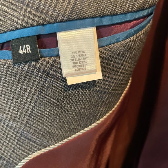 Bonobos Jetsetter Blazer in Grey with Blue Checker, Slim fit size 44 Reg - Picture 3 of 3